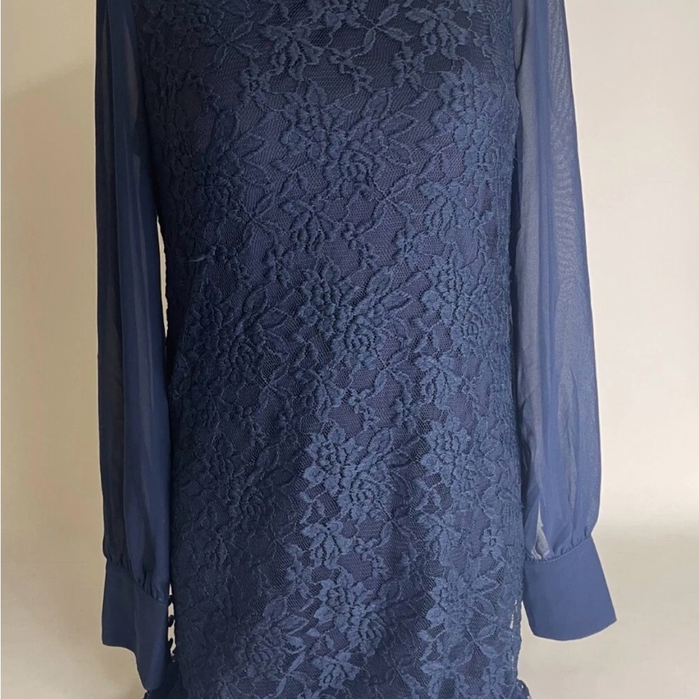 Charming Charlie Women's Navy Lace Floral Dress Small